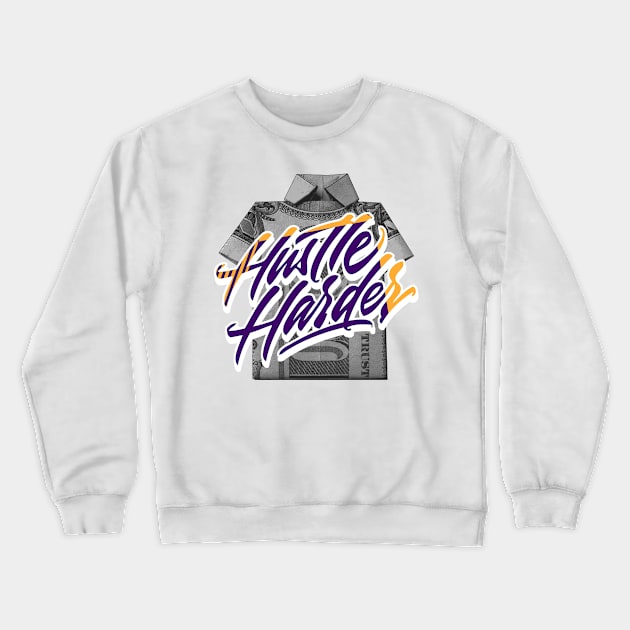 Hustle Harder Court Purple Sneaker Art Crewneck Sweatshirt by funandgames